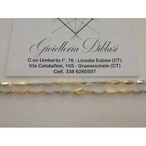 COLLANA In ORO Bicolore GIALLO e BIANCO Unisex Oro 18 KT 750% Made In Italy - 2