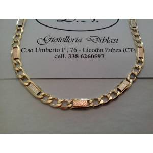 COLLANA ORO GIALLO BIANCO ROSSO 18 Kt 750% Uomo Donna CATENA Girocollo Collier - 1