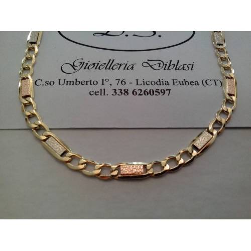 COLLANA ORO GIALLO BIANCO ROSSO 18 Kt 750% Uomo Donna CATENA Girocollo Collier - 1