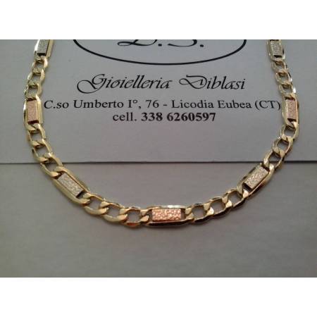 COLLANA ORO GIALLO BIANCO ROSSO 18 Kt 750% Uomo Donna CATENA Girocollo Collier - 1