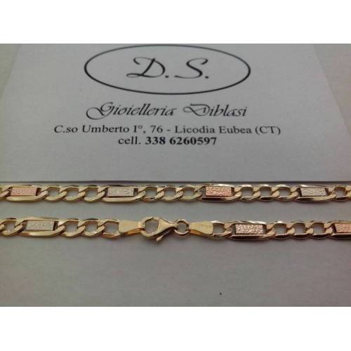 COLLANA ORO GIALLO BIANCO ROSSO 18 Kt 750% Uomo Donna CATENA Girocollo Collier - 2