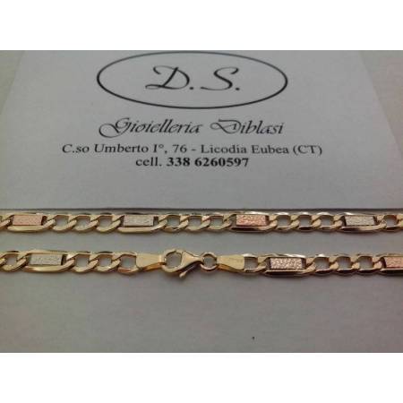 COLLANA ORO GIALLO BIANCO ROSSO 18 Kt 750% Uomo Donna CATENA Girocollo Collier - 2