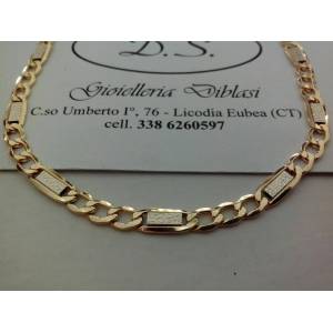 COLLANA In ORO Bicolore GIALLO E BIANCO Unisex Oro 18 KT 750% Catena Girocollo - 1