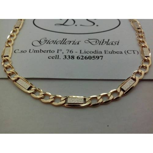 COLLANA In ORO Bicolore GIALLO E BIANCO Unisex Oro 18 KT 750% Catena Girocollo - 1