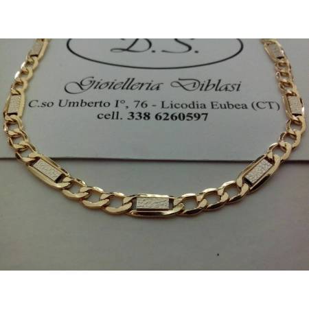 COLLANA In ORO Bicolore GIALLO E BIANCO Unisex Oro 18 KT 750% Catena Girocollo - 1