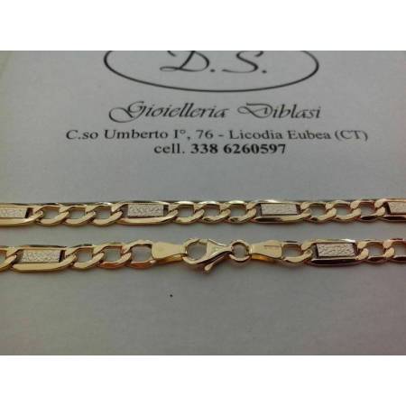 COLLANA In ORO Bicolore GIALLO E BIANCO Unisex Oro 18 KT 750% Catena Girocollo - 2