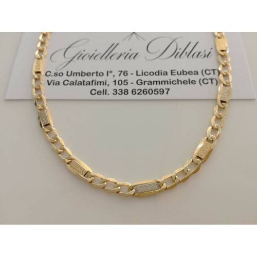 COLLANA In ORO Bicolore GIALLO E BIANCO 18 Karati 750% Uomo Donna Unisex Collier - 1