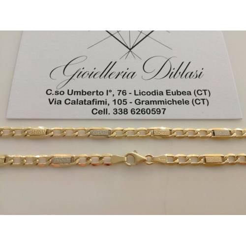 COLLANA In ORO Bicolore GIALLO E BIANCO 18 Karati 750% Uomo Donna Unisex Collier - 2