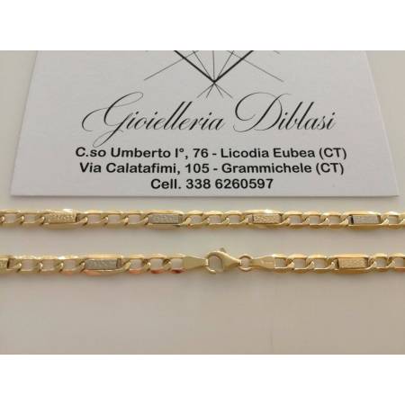 COLLANA In ORO Bicolore GIALLO E BIANCO 18 Karati 750% Uomo Donna Unisex Collier - 2