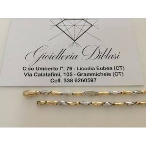 COLLANA In ORO Bicolore GIALLO e BIANCO Unisex Oro 18 KT 750% Made In Italy - 1 2