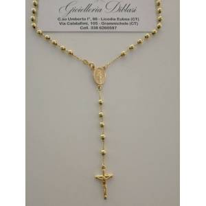 COLLANA ROSARIO Collier ORO GIALLO 18 Kt 750% CATENINA Uomo Donna Sfere Lucide - 1