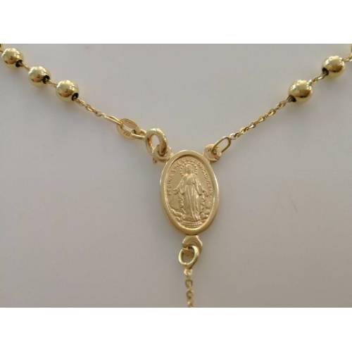 COLLANA ROSARIO Collier ORO GIALLO 18 Kt 750% CATENINA Uomo Donna Sfere Lucide - 3
