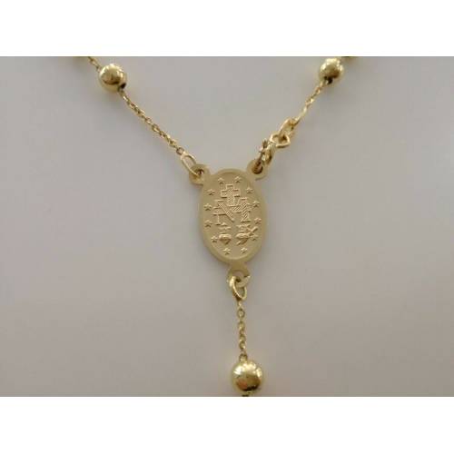 COLLANA ROSARIO Collier ORO GIALLO 18 Kt 750% CATENINA Uomo Donna Sfere Lucide - 4