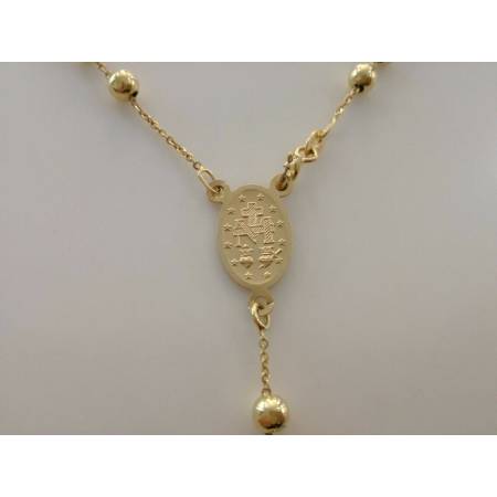 COLLANA ROSARIO Collier ORO GIALLO 18 Kt 750% CATENINA Uomo Donna Sfere Lucide - 4