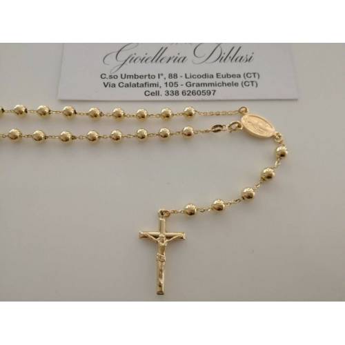 COLLANA ROSARIO Collier ORO GIALLO 18 Kt 750% CATENINA Uomo Donna Sfere Lucide - 6