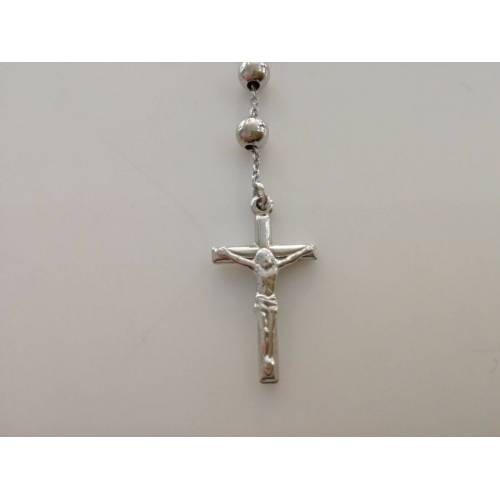 COLLANA ROSARIO Collier ORO BIANCO 18 Kt 750% CATENINA Uomo Donna Sfere Lucide - 5