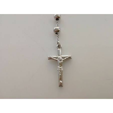 COLLANA ROSARIO Collier ORO BIANCO 18 Kt 750% CATENINA Uomo Donna Sfere Lucide - 5