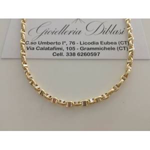 COLLANA In ORO Bicolore GIALLO BIANCO 18 KT 750% Unisex Collier Catena Girocollo - 1