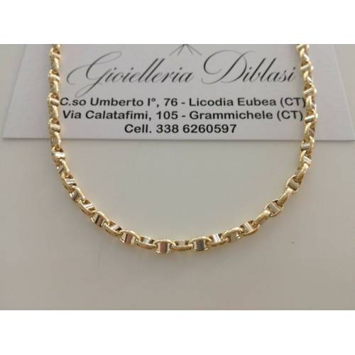 COLLANA In ORO Bicolore GIALLO BIANCO 18 KT 750% Unisex Collier Catena Girocollo - 1