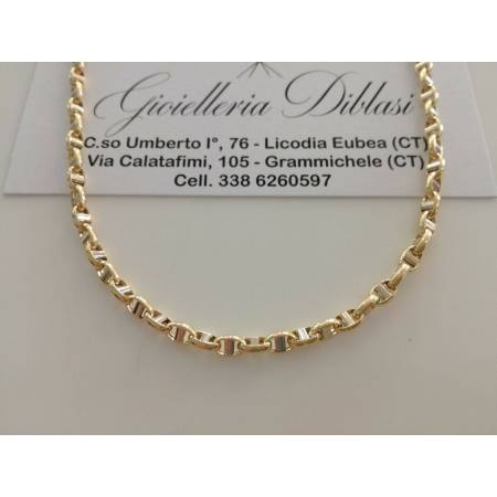 COLLANA In ORO Bicolore GIALLO BIANCO 18 KT 750% Unisex Collier Catena Girocollo - 1
