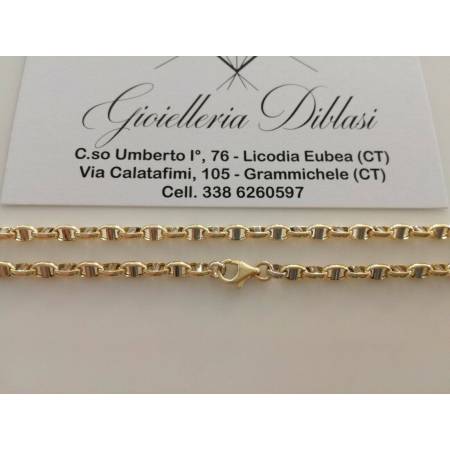 COLLANA In ORO Bicolore GIALLO BIANCO 18 KT 750% Unisex Collier Catena Girocollo - 2