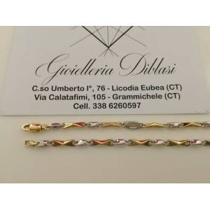 COLLANA In ORO Bicolore GIALLO E ORO BIANCO Unisex Oro 18 KT 750% Made In Italy - 1 2