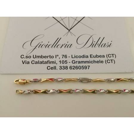 COLLANA In ORO Bicolore GIALLO E ORO BIANCO Unisex Oro 18 KT 750% Made In Italy - 2