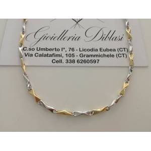 COLLANA ORO 18 KT 750% Bicolore GIALLO E BIANCO Uomo Donna Unisex COLLIER CATENA - 1