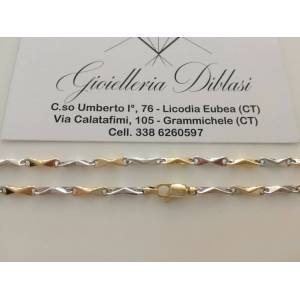 COLLANA ORO 18 KT 750% Bicolore GIALLO E BIANCO Uomo Donna Unisex COLLIER CATENA - 1 2
