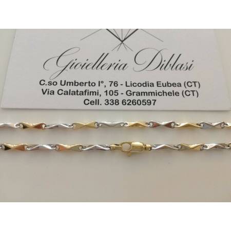 COLLANA ORO 18 KT 750% Bicolore GIALLO E BIANCO Uomo Donna Unisex COLLIER CATENA - 2