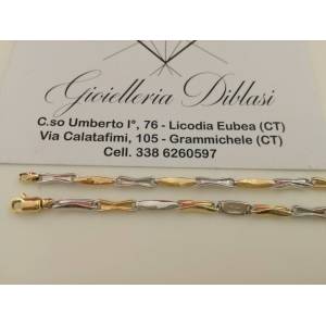 COLLANA In ORO Bicolore GIALLO E ORO BIANCO Unisex Oro 18 KT 750% Made In Italy - 1 2