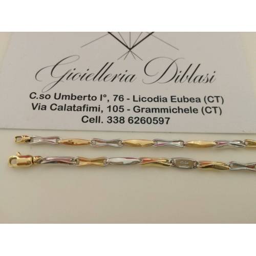 COLLANA In ORO Bicolore GIALLO E ORO BIANCO Unisex Oro 18 KT 750% Made In Italy - 2