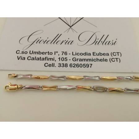COLLANA In ORO Bicolore GIALLO E ORO BIANCO Unisex Oro 18 KT 750% Made In Italy - 2