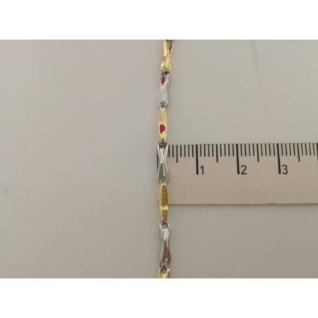 COLLANA In ORO Bicolore GIALLO E ORO BIANCO Unisex Oro 18 KT 750% Made In Italy - 3