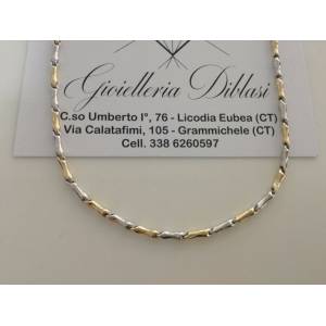 COLLANA ORO Bicolor GIALLO BIANCO 18 KT 750% Uomo Donna Collier CATENA Girocollo - 1