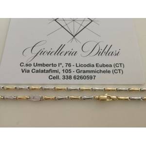 COLLANA ORO Bicolor GIALLO BIANCO 18 KT 750% Uomo Donna Collier CATENA Girocollo - 1 2