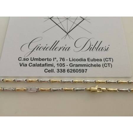 COLLANA ORO Bicolor GIALLO BIANCO 18 KT 750% Uomo Donna Collier CATENA Girocollo - 2