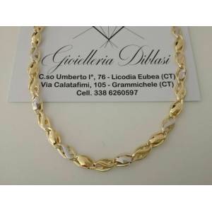 COLLIER COLLANA Oro Giallo e Bianco bicolore Oro 18 Karati 750% made in Italy - 1