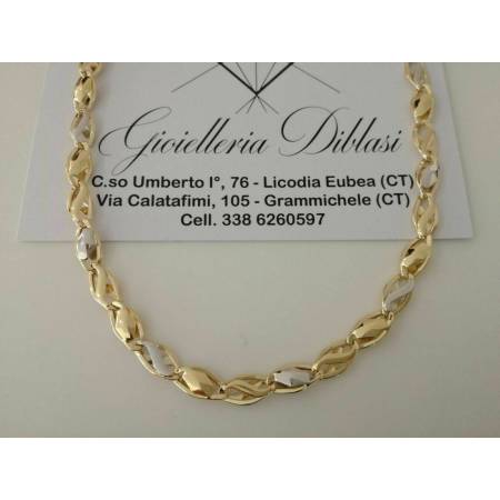 COLLIER COLLANA Oro Giallo e Bianco bicolore Oro 18 Karati 750% made in Italy - 1