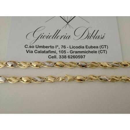 COLLIER COLLANA Oro Giallo e Bianco bicolore Oro 18 Karati 750% made in Italy - 2