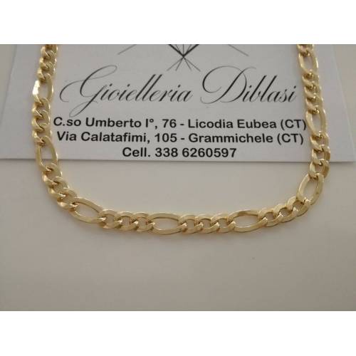 COLLANA ORO 18 KT 750% CATENA Uomo Donna Unisex Collier ORO Giallo Maglia 3+1 - 1