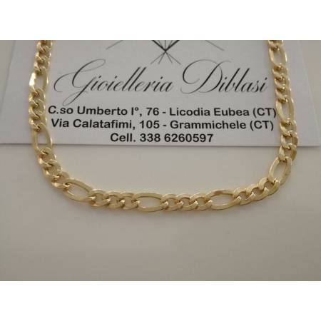 COLLANA ORO 18 KT 750% CATENA Uomo Donna Unisex Collier ORO Giallo Maglia 3+1 - 1