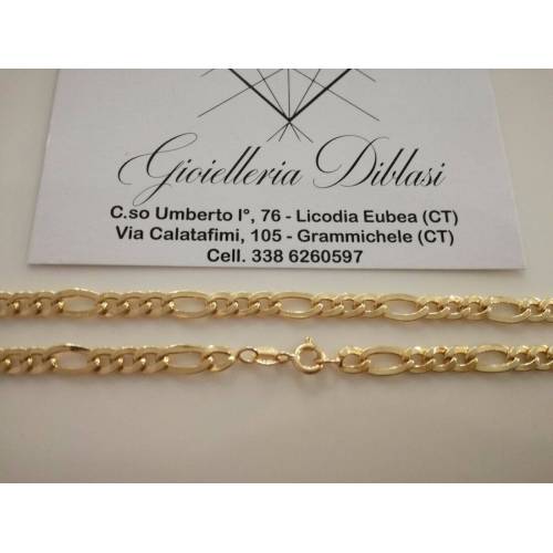 COLLANA ORO 18 KT 750% CATENA Uomo Donna Unisex Collier ORO Giallo Maglia 3+1 - 2