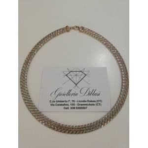 Collana girocollo in oro bianco 18kt 750% altissima manifattura italiana - 1