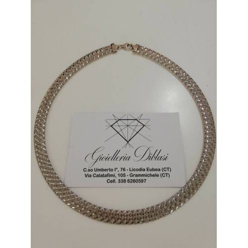 Collana girocollo in oro bianco 18kt 750% altissima manifattura italiana - 1
