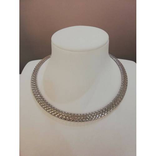 Collana girocollo in oro bianco 18kt 750% altissima manifattura italiana - 2