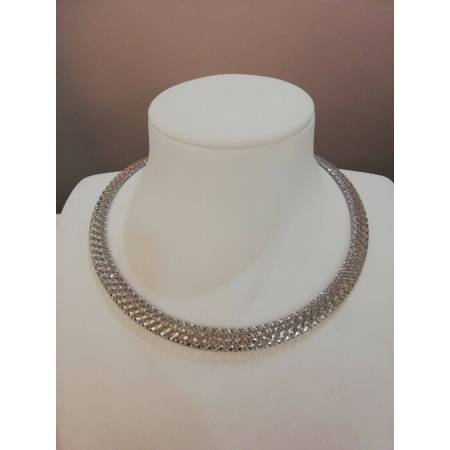 Collana girocollo in oro bianco 18kt 750% altissima manifattura italiana - 2