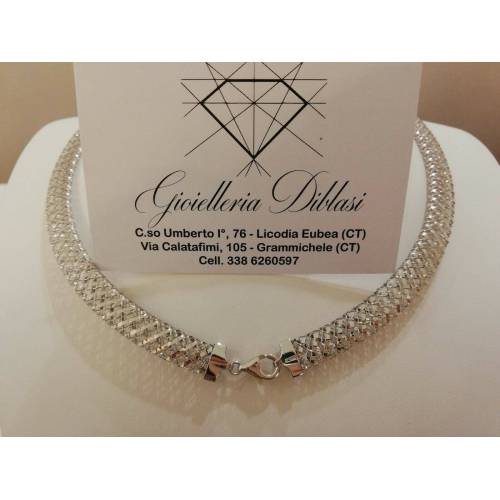 Collana girocollo in oro bianco 18kt 750% altissima manifattura italiana - 3