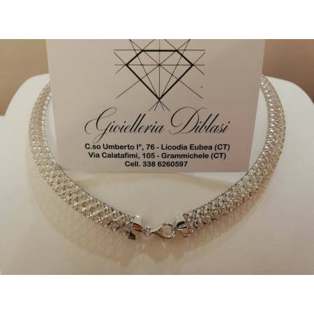 Collana girocollo in oro bianco 18kt 750% altissima manifattura italiana - 3