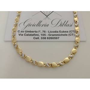 COLLANA In ORO Bicolore GIALLO e BIANCO Unisex Oro 18 KT 750% Made In Italy - 1